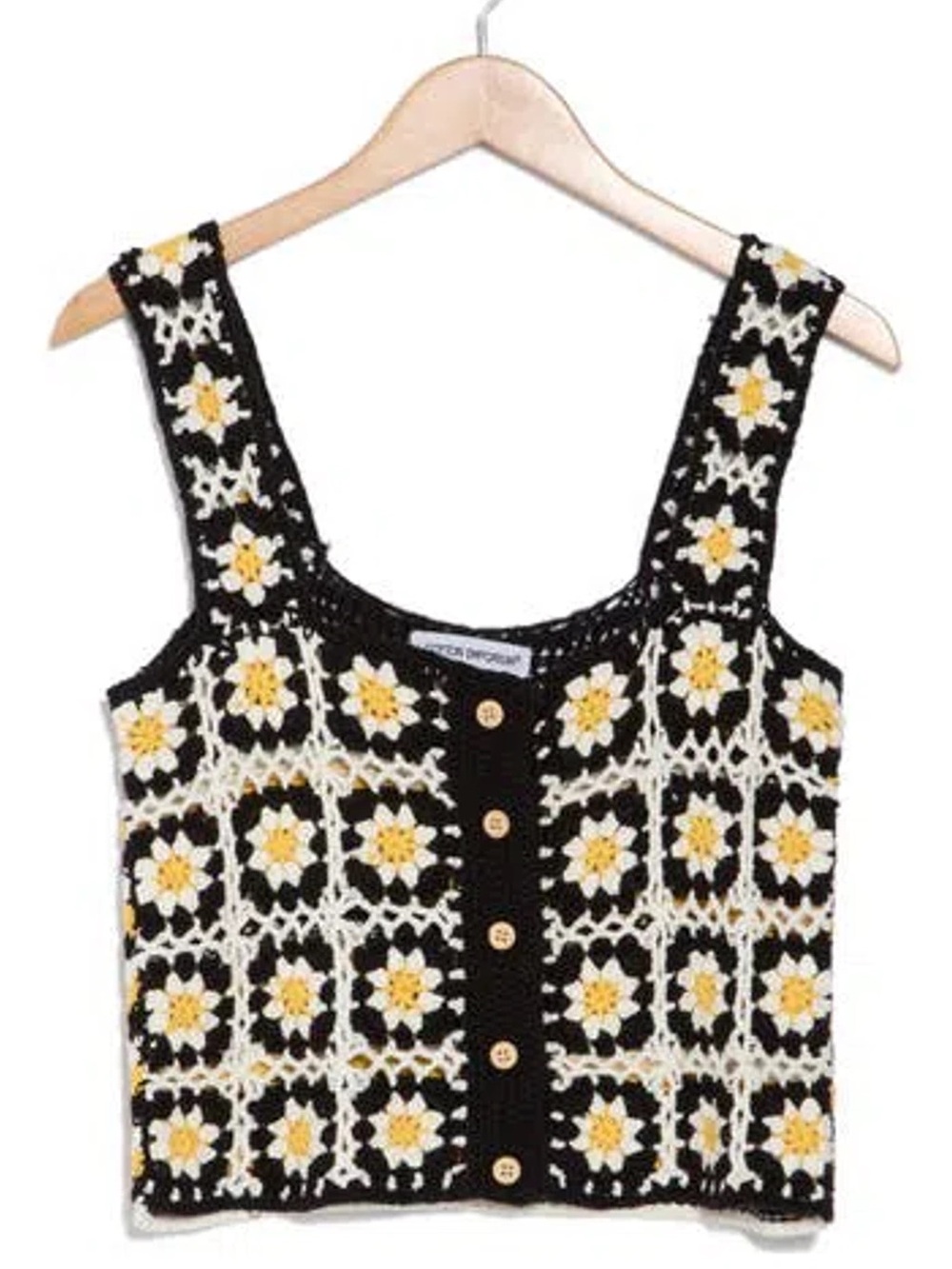 Cotton Emporium Black & Cream Daisy Crochet Camisole